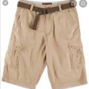 Wearfirst Boys Solid Ripstop Belted Cargo Khaki Shorts | 8 NWT | Back to School